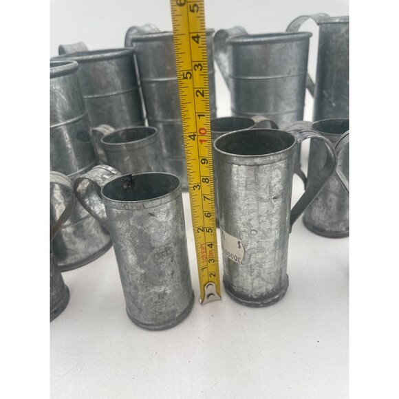 Vintage Galvanized Metal Pitchers Mugs Set  Rustic Farmhouse Decor  Collectible - Picture 4 of 9